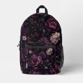 Sac À Dos Imprimé Prune Noir Floral (Recto)