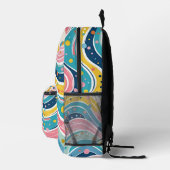 Sac À Dos Imprimé Psychedelic Pastel Rainbow Wave Design (Droite)