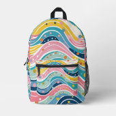 Sac À Dos Imprimé Psychedelic Pastel Rainbow Wave Design (Recto)
