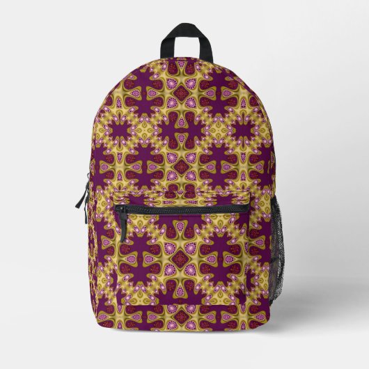 Sac À Dos Imprimé Psychédélique Mehdi Bourgogne Mustard Jaune (Recto)