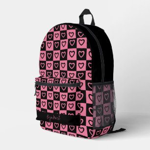 Sac À Dos Imprimé Psychédélique Super Coeur Checkerboard, Y2K 90s