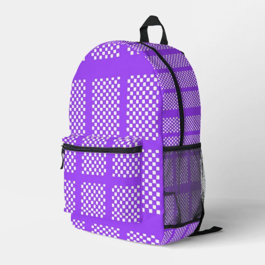 Sac À Dos Imprimé Purple and White Checkered Backpack (Coin arrière droit)