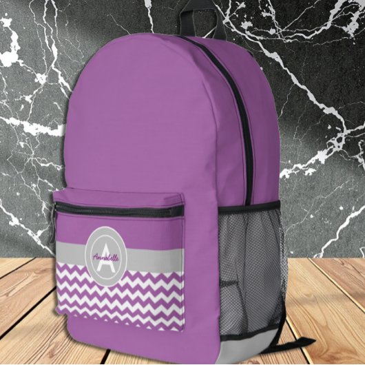 Sac À Dos Imprimé Purple Grey Chevron