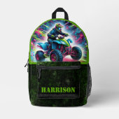 Sac À Dos Imprimé Quad Moto Cool Grunge Vert (Recto)