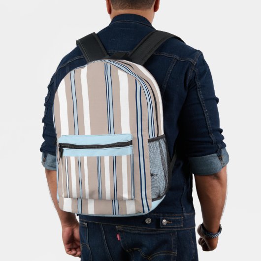 Sac À Dos Imprimé Rayure classique beige, blanc et bleu (Insitu (Modèle))