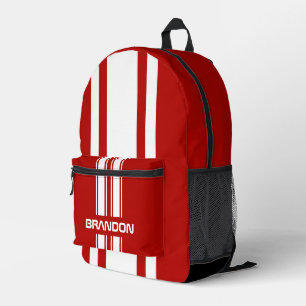 Sac À Dos Imprimé Rayure de course rouge et blanche personnalisée