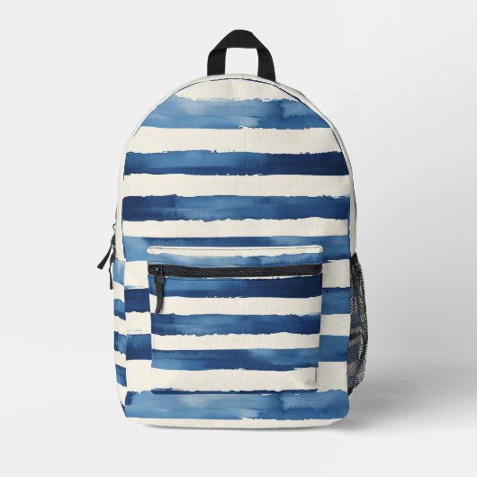 Sac À Dos Imprimé Rayures Bleu Blanc (Recto)