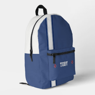 Sac À Dos Imprimé Rayures Bleues Nautiques Personnalisées