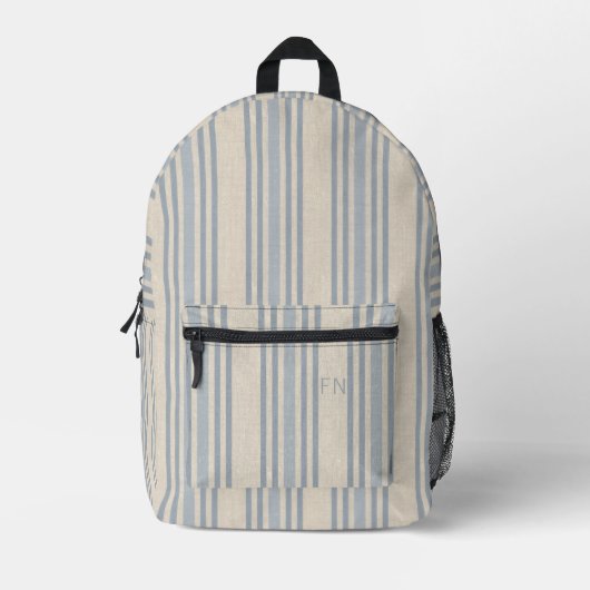 Sac À Dos Imprimé Rayures bleues simples avec initiale monogrammée (Recto)