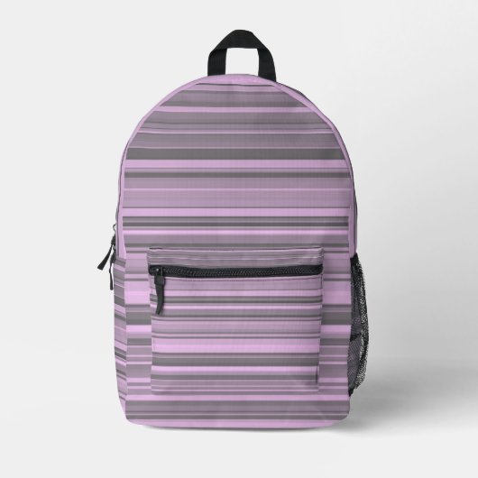 Sac À Dos Imprimé Rayures Gris Violet (Recto)