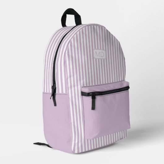 Sac À Dos Imprimé Rayures Lilac Lilac Lumineuses Monogrammes Personn (Coin arrière gauche)