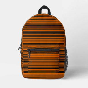 Sac À Dos Imprimé Rayures Marron Noir Orange
