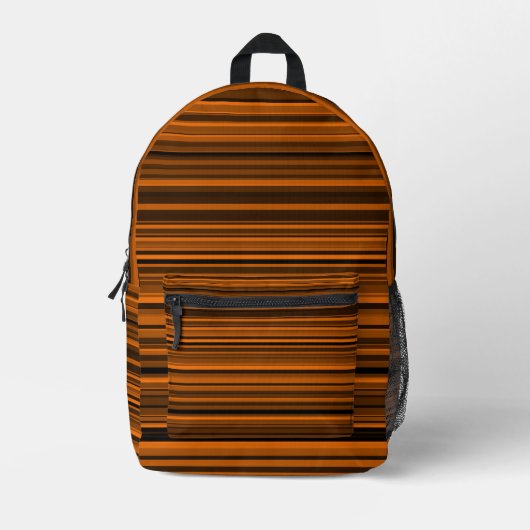 Sac À Dos Imprimé Rayures Marron Noir Orange (Recto)