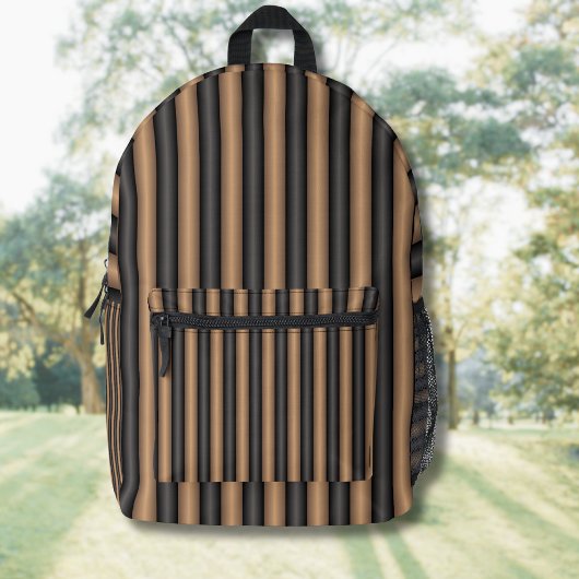 Sac À Dos Imprimé Rayures Marron Toastées de Style Moderne avec Prof