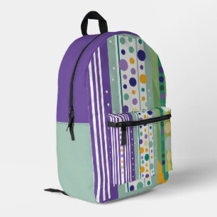 Sac À Dos Imprimé Rayures Points Vert Violet