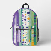 Sac À Dos Imprimé Rayures Points Vert Violet (Recto)