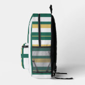 Sac À Dos Imprimé Rayures rythmiques vert or blanc (Droite)