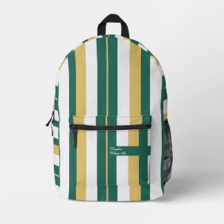 Sac À Dos Imprimé Rayures rythmiques vert or blanc