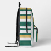 Sac À Dos Imprimé Rayures rythmiques vert or blanc (Gauche)