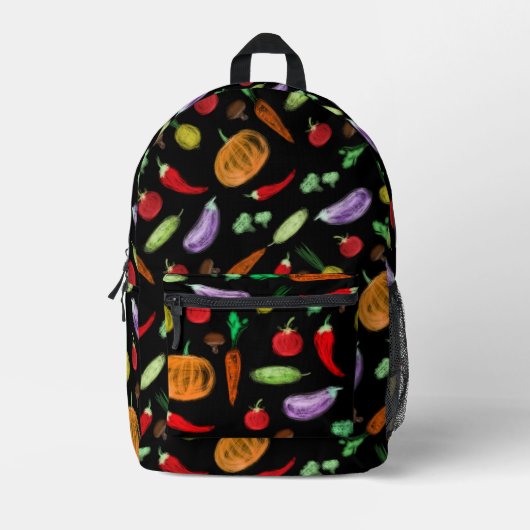 Sac À Dos Imprimé Récolte légumes tomate poivre carottes champignon  (Recto)