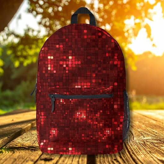 Sac À Dos Imprimé Red Disco Style Squares Valentine Pattern