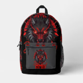 Sac À Dos Imprimé Red Fang Wolf | Bold Dark Magic Art (Recto)