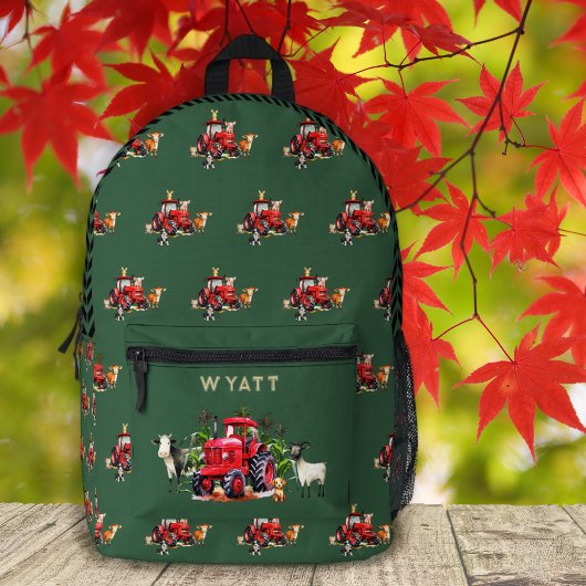 Sac À Dos Imprimé Red Farm Tractors Kids Personalized Backpack