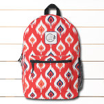 Sac À Dos Imprimé Red Ikat Abstrait Motif Ajouter un logo Entreprise<br><div class="desc">Red Ikat Abstrait Motif Ajouter Logo Corporate Backpack dispose d'un motif Ikat moderne en rouge,  orange,  bleu et blanc avec votre logo d'entreprise personnalisé. Parfait pour les cadeaux d'entreprise,  l'école,  les sports,  la salle de gym,  les voyages et plus encore. Conçu par ©2024 Evco Studio www.zazzle.com/store/evcostudio</div>