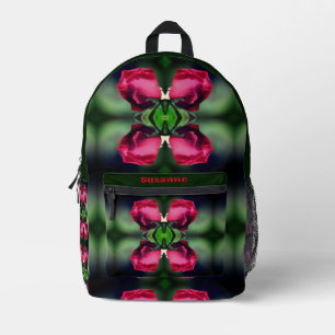 Sac À Dos Imprimé Red Rosebud pliage Abstrait personnalisé