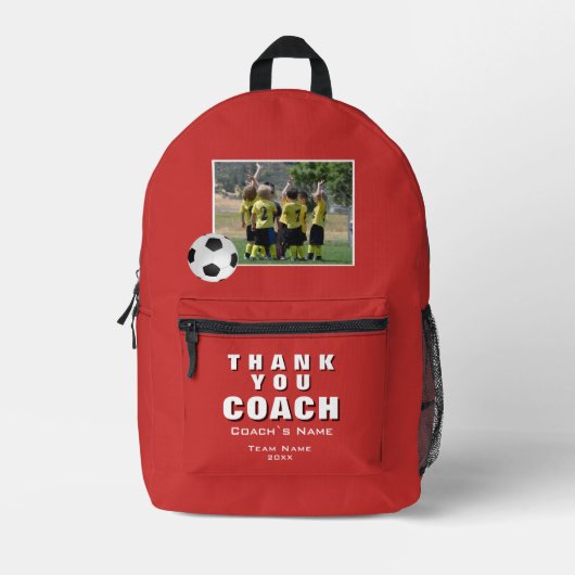 Sac À Dos Imprimé Red Soccer Merci Coach Team Photo (Recto)