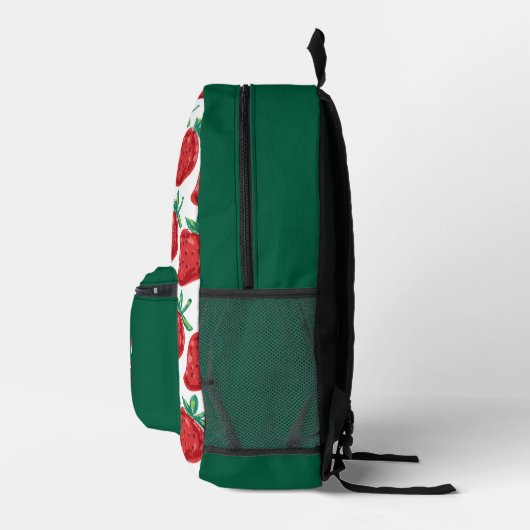 Sac À Dos Imprimé Red Strawberry Pattern Green Backpack (Droite)