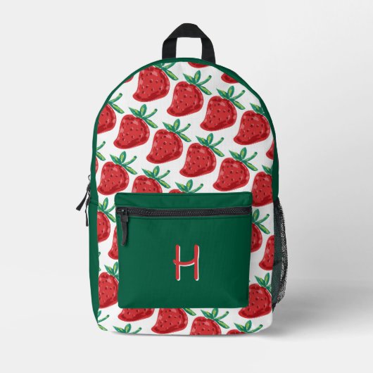 Sac À Dos Imprimé Red Strawberry Pattern Green Backpack (Recto)