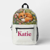 Sac À Dos Imprimé Renard et Fleurs (Recto)