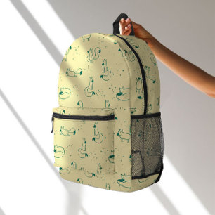 Sac À Dos Imprimé Renards de fantaisie sarcelle sur fond jaune beurr