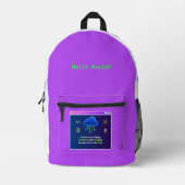 Sac À Dos Imprimé Résidence de codage drôle, Hacker néon rétro synth (Recto)