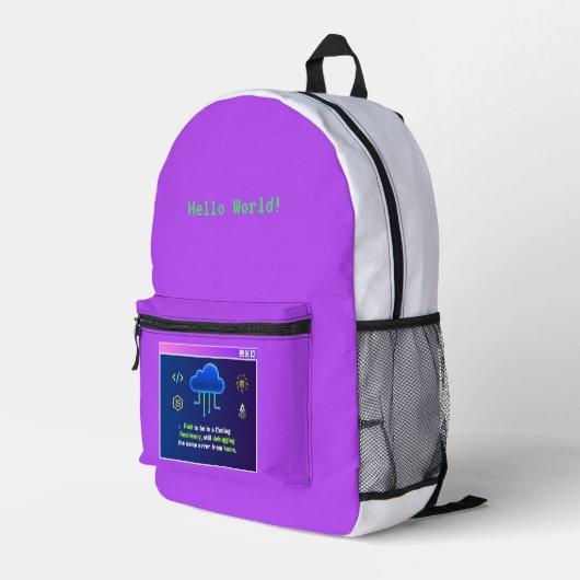 Sac À Dos Imprimé Résidence de codage drôle, Hacker néon rétro synth (Coin arrière droit)
