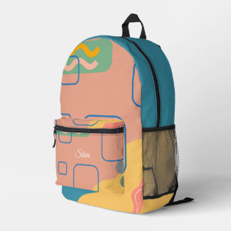 Sac À Dos Imprimé Résumé Abstrait Corail Sarcelle Personnalisé