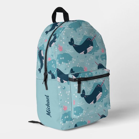 Sac À Dos Imprimé Retour À L'École - Cute Narwhal Personnalisé (Coin arrière gauche)