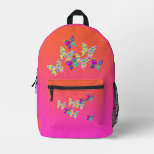 Sac À Dos Imprimé Retour À L'École Papillon rose Orange