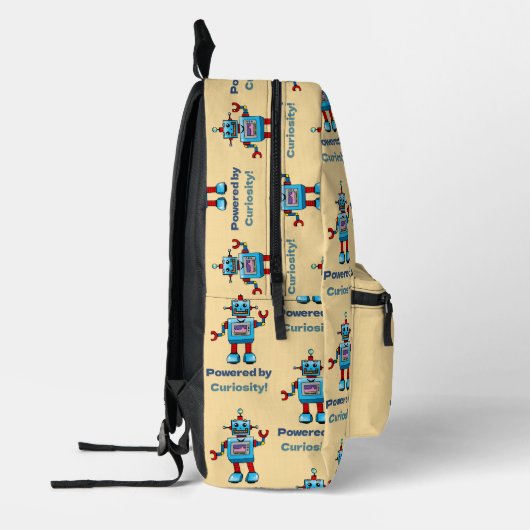 Sac À Dos Imprimé Retour à l'école - robot (ajouter le nom) (Gauche)