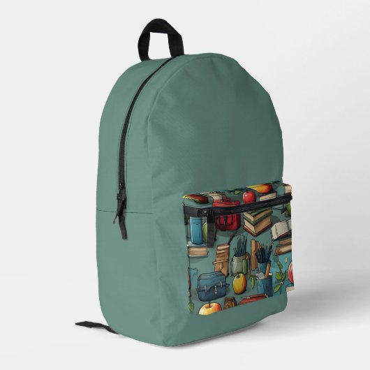 Sac À Dos Imprimé Retour à l'école vert  (Coin arrière gauche)