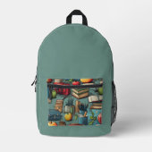 Sac À Dos Imprimé Retour à l'école vert  (Recto)