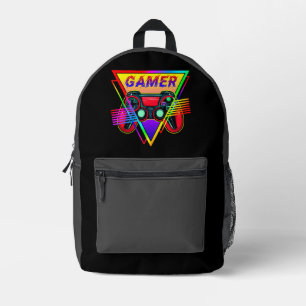 Sac À Dos Imprimé Rétro Arc-en-ciel Coloré Joueur de Jeux Informatiq