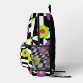 Sac À Dos Imprimé Retro Backpack with Checkers and Flowers (Droite)
