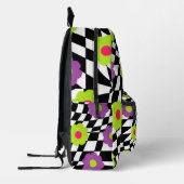 Sac À Dos Imprimé Retro Backpack with Checkers and Flowers (Gauche)