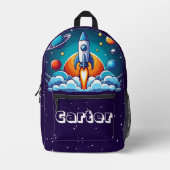 Sac À Dos Imprimé Retro, fusée spatiale (Recto)