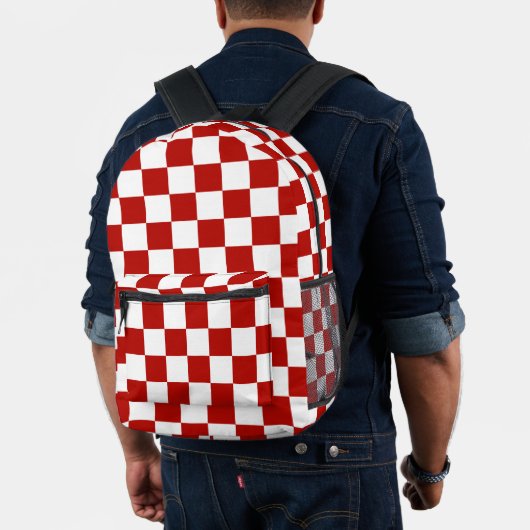 Sac À Dos Imprimé Rétro géométrique rouge carré Checker (Insitu (Modèle))