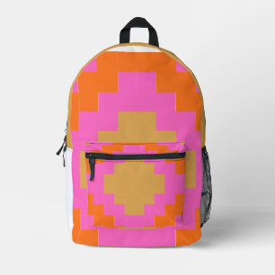 Sac À Dos Imprimé Rétro Groovy Rose Orange Géométrique