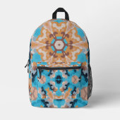 Sac À Dos Imprimé Rétro Mandala Bleu et orange (Recto)