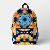 Sac À Dos Imprimé Rétro Mandala jaune bleu et orange (Recto)